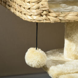 PawHut 95cm Cat Tree Tower for Indoor Cats, with Scratching Post, Cat House, Toy Ball, Platform - Beige - thumbnail 8