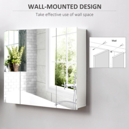 kleankin Wall Mounted Mirror Cabinet - White - thumbnail 4