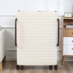 HOMCOM Folding Bed with 8cm Mattress, Portable Foldable Guest Bed with Adjustable Backrest, Metal Frame on Wheels, Brown - Aosom UK - thumbnail 9