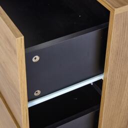 Versatile Storage Cabinet with 3 Drawers, Smart LED Lighting, Sideboard with Adjustable Glass Shelves, 140L x 40W x 80H cm, Black+Brown - Aosom UK - thumbnail 9