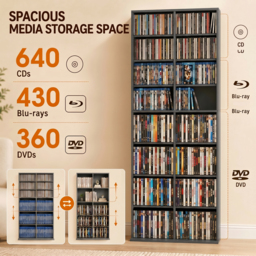 HOMCOM 640 CD Storage Tower - Grey - thumbnail 4