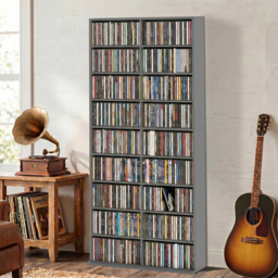 HOMCOM 640 CD Storage Tower - Grey - thumbnail 2