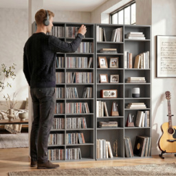 HOMCOM 640 CD Storage Tower - Grey - thumbnail 9