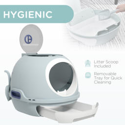 PawHut Cat Litter Box With Litter Scoop, Drawer-Type Easy To Clean, Skylight, Light And Easy To Move - Aosom UK - thumbnail 4