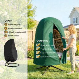 Outsunny 190 x Φ128cm Hanging Egg Chair Furniture Cover - Green - thumbnail 5