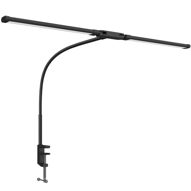 HOMCOM LED Desk Lamp with Clamp, Double Head Table Lamp with 3 Colour Modes & 10 Brightness Levels, Flexible Gooseneck Reading Desk Light with Timer and Memory Function for Study, Office, Work, Black - image 1