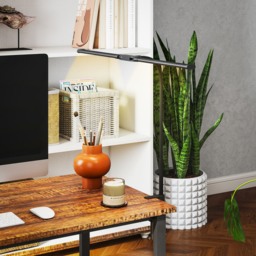 HOMCOM LED Desk Lamp with Clamp, Double Head Table Lamp with 3 Colour Modes & 10 Brightness Levels, Flexible Gooseneck Reading Desk Light with Timer and Memory Function for Study, Office, Work, Black - thumbnail 8