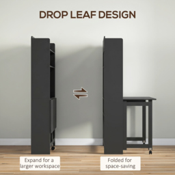 HOMCOM Foldable Desktop, Computer Desk with Storage Shelves, 80 x 69 x 155 cm, Black - thumbnail 4