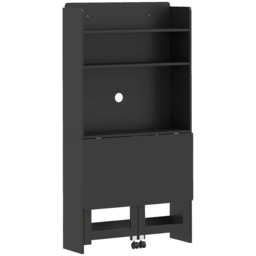 HOMCOM Foldable Desktop, Computer Desk with Storage Shelves, 80 x 69 x 155 cm, Black - thumbnail 1