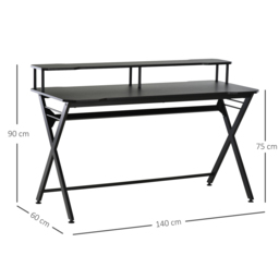 HOMCOM Gaming Computer Desk, Racing Table Workstation, Headphone Hook, Curved Front, Adjustable Feet, for Home Office Use, Black. - Aosom UK - thumbnail 3