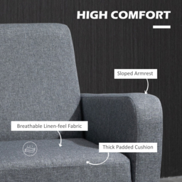 HOMCOM 2 Pieces Modern Armchairs with Rubber Wood Legs, Upholstered Accent Chairs, Single Sofa for Living Room, Bedroom, Grey - thumbnail 5