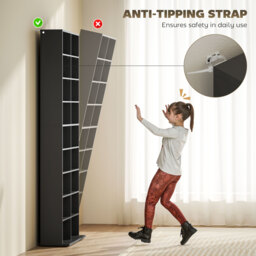 HOMCOM 640 CD Storage Tower - Black - thumbnail 6