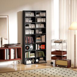 HOMCOM 640 CD Storage Tower - Black - thumbnail 2
