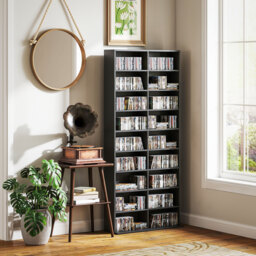 HOMCOM 640 CD Storage Tower - Black - thumbnail 9