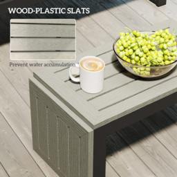 Outsunny 4 Seater L Shaped Aluminium Sectional Garden Furniture Set with 2 Loveseats and Wood-Plastic Coffee Table - Dark Grey - thumbnail 8