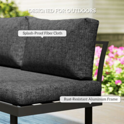 Outsunny 4 Seater L Shaped Aluminium Sectional Garden Furniture Set with 2 Loveseats and Wood-Plastic Coffee Table - Dark Grey - thumbnail 6