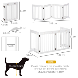 PawHut Pet Gate 4 Panel Folding Wooden Dog Barrier Freestanding Dog Gate For Stairs w/ Support Feet - Aosom UK - thumbnail 3