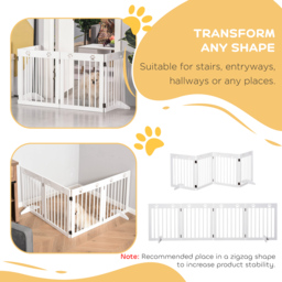 PawHut Pet Gate 4 Panel Folding Wooden Dog Barrier Freestanding Dog Gate For Stairs w/ Support Feet - Aosom UK - thumbnail 6