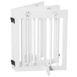 PawHut Pet Gate 4 Panel Folding Wooden Dog Barrier Freestanding Dog Gate For Stairs w/ Support Feet - Aosom UK - thumbnail 8