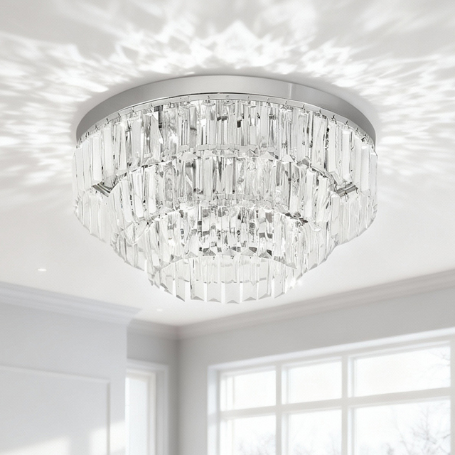 HOMCOM Crystal Ceiling Lamp K9 Crystal to Catch the Light, Compatible with E14 bulbs (max power is 40 W) - Aosom UK - image 1