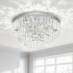 HOMCOM Crystal Ceiling Lamp K9 Crystal to Catch the Light, Compatible with E14 bulbs (max power is 40 W) - Aosom UK