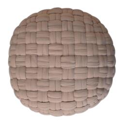 Handcrafted Tube Pouffe with Pleated Design, Breathable Cotton Fabric, Futon with Delivered Fully Assembled, 48L x 48W x 36H cm, Cream - Aosom UK - thumbnail 8