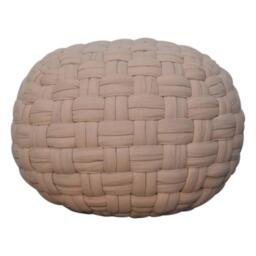 Handcrafted Tube Pouffe with Pleated Design, Breathable Cotton Fabric, Futon with Delivered Fully Assembled, 48L x 48W x 36H cm, Cream - Aosom UK - thumbnail 2