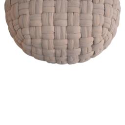 Handcrafted Tube Pouffe with Pleated Design, Breathable Cotton Fabric, Futon with Delivered Fully Assembled, 48L x 48W x 36H cm, Cream - Aosom UK - thumbnail 5