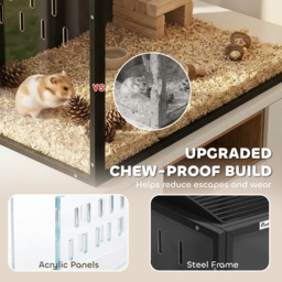 PawHut Hamster Cage Steel Chewproof with Openable Top, Deep Burrow for Dwarf Syrian Hamster, Gerbil, Rats, 105 x 51 x 53 cm - thumbnail 6