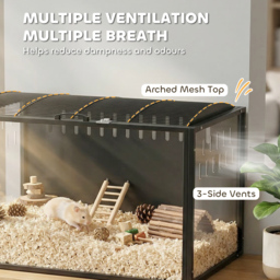 PawHut Hamster Cage Steel Chewproof with Openable Top, Deep Burrow for Dwarf Syrian Hamster, Gerbil, Rats, 105 x 51 x 53 cm - thumbnail 7
