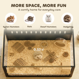PawHut Hamster Cage Steel Chewproof with Openable Top, Deep Burrow for Dwarf Syrian Hamster, Gerbil, Rats, 105 x 51 x 53 cm - thumbnail 4