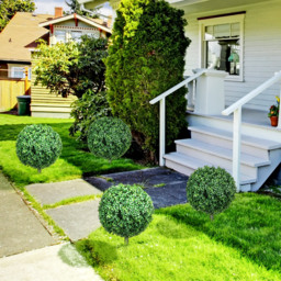 HOMCOM Artificial Boxwood Trees w/ Ground Stake, Set of 2 Ball Shaped Topiary Trees for Home Office & Living Room, UV Resistant - thumbnail 2