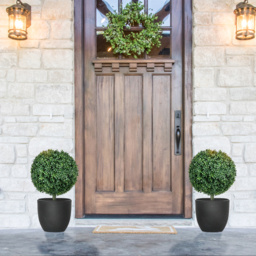 HOMCOM Artificial Boxwood Trees w/ Ground Stake, Set of 2 Ball Shaped Topiary Trees for Home Office & Living Room, UV Resistant - thumbnail 7