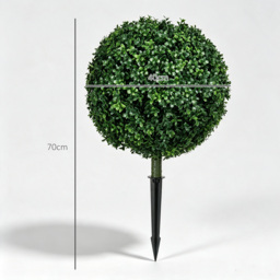 HOMCOM Artificial Boxwood Trees w/ Ground Stake, Set of 2 Ball Shaped Topiary Trees for Home Office & Living Room, UV Resistant - thumbnail 3