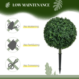 HOMCOM Artificial Boxwood Trees w/ Ground Stake, Set of 2 Ball Shaped Topiary Trees for Home Office & Living Room, UV Resistant - thumbnail 5