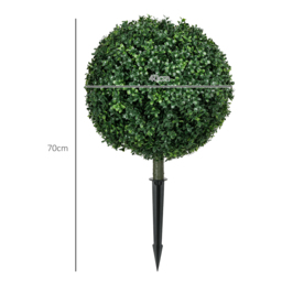 HOMCOM Artificial Boxwood Trees w/ Ground Stake, Set of 2 Ball Shaped Topiary Trees for Home Office & Living Room, UV Resistant - thumbnail 3