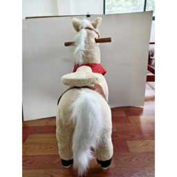 AIYAPLAY Ride on Horse Pedal Ride On Walking Horse Toy Rotatable Head Neighing Sound, Light Brown - thumbnail 4