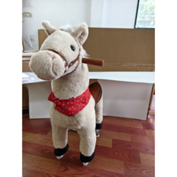 AIYAPLAY Ride on Horse Pedal Ride On Walking Horse Toy Rotatable Head Neighing Sound, Light Brown - thumbnail 3