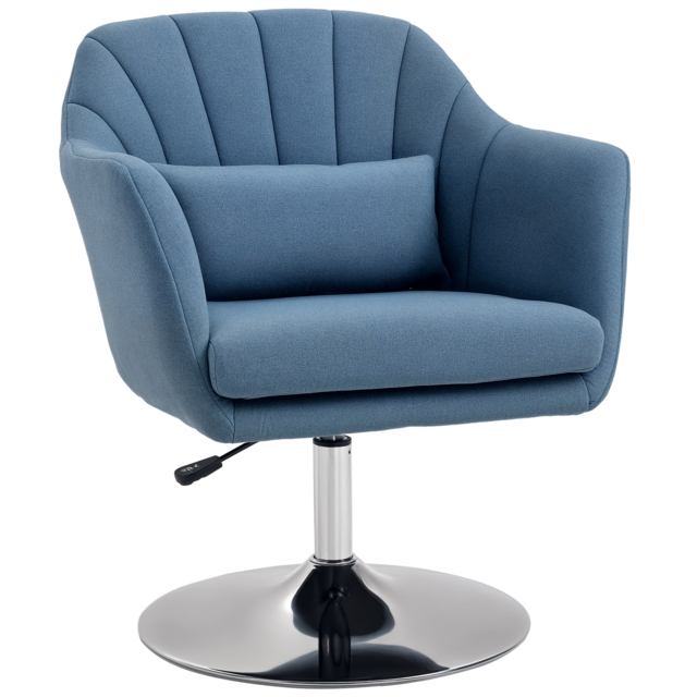 HOMCOM Swivel Accent Chair, Anti-Cat-Scratch Vanity Armchair with Adjustable Height Thick Cushion Lumbar Support Armrest for Home Office - Aosom UK - image 1