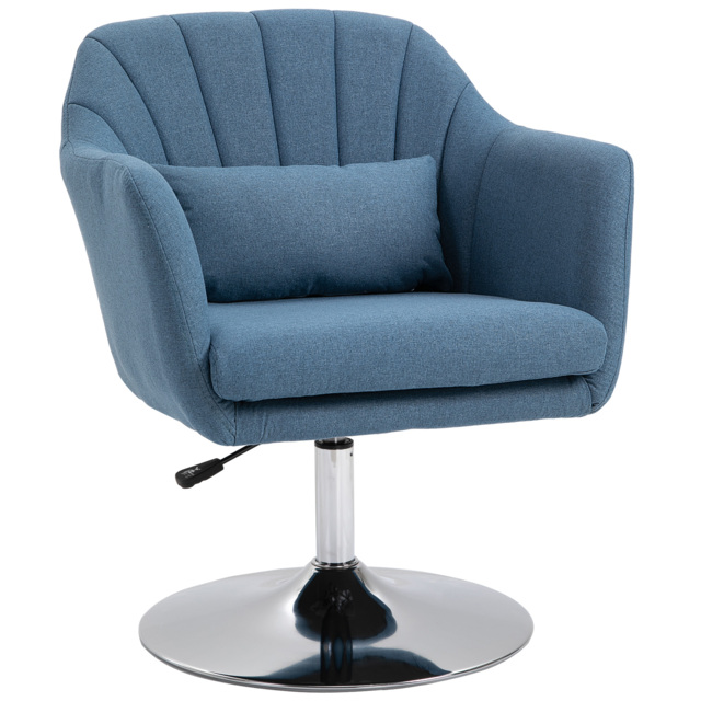 HOMCOM Swivel Accent Chair, Anti-Cat-Scratch Vanity Armchair with Adjustable Height Thick Cushion Lumbar Support Armrest for Home Office - Aosom UK - image 1