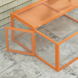 PawHut Wooden Folding Rabbit Hutch, for 2-3 Rabbits - Orange - thumbnail 9