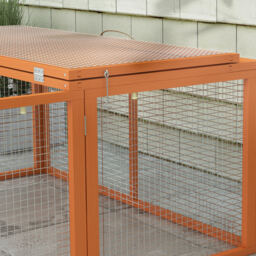PawHut Wooden Folding Rabbit Hutch, for 2-3 Rabbits - Orange - thumbnail 8