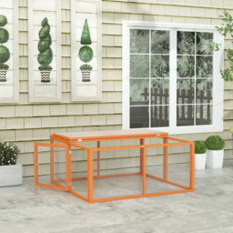 PawHut Wooden Folding Rabbit Hutch, for 2-3 Rabbits - Orange - thumbnail 7