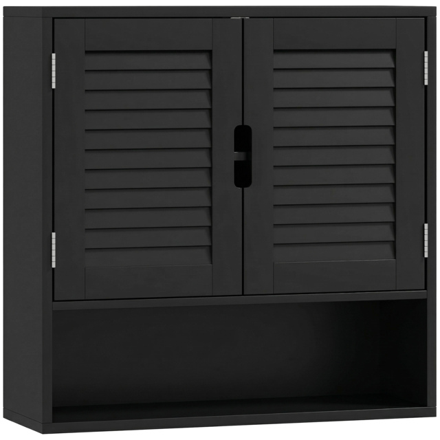 HOMCOM Bathroom Cabinet, Wall Mounted Storage Cabinet with Adjustable Shelves, 60 x 20 x 60 cm, Black - image 1