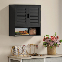 HOMCOM Bathroom Cabinet, Wall Mounted Storage Cabinet with Adjustable Shelves, 60 x 20 x 60 cm, Black - thumbnail 9