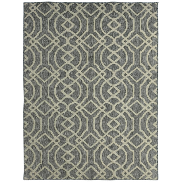 HOMCOM UV Resistant Indoor & Outdoor Area Rug, Easy-Cleaning Machine Washable Rug with Geometric Pattern for Patio, Garden, Kitchen, Bathroom or Living Room, 170 x 120 cm, Grey - image 1