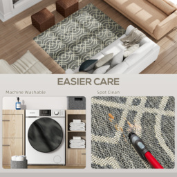 HOMCOM UV Resistant Indoor & Outdoor Area Rug, Easy-Cleaning Machine Washable Rug with Geometric Pattern for Patio, Garden, Kitchen, Bathroom or Living Room, 170 x 120 cm, Grey - thumbnail 6