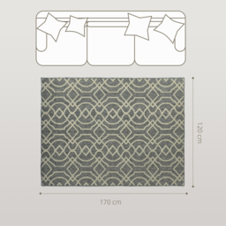 HOMCOM UV Resistant Indoor & Outdoor Area Rug, Easy-Cleaning Machine Washable Rug with Geometric Pattern for Patio, Garden, Kitchen, Bathroom or Living Room, 170 x 120 cm, Grey - thumbnail 3