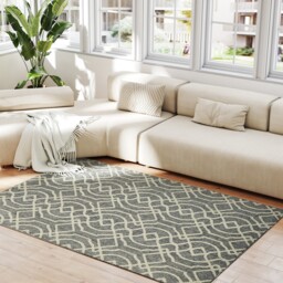 HOMCOM UV Resistant Indoor & Outdoor Area Rug, Easy-Cleaning Machine Washable Rug with Geometric Pattern for Patio, Garden, Kitchen, Bathroom or Living Room, 170 x 120 cm, Grey - thumbnail 8