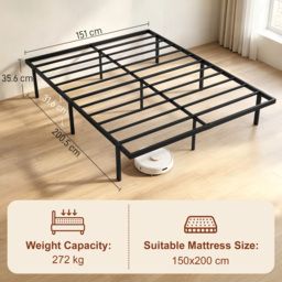 HOMCOM 5ft King Bed Frame with Underbed Storage, Metal Platform Bed Frame with Steel Slat Support, No Box Spring Needed - thumbnail 3